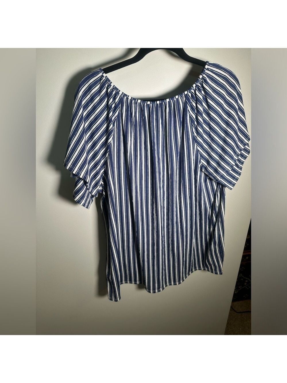 Croft & Barrow Navy White Striped Top 1X - Picture 4 of 6